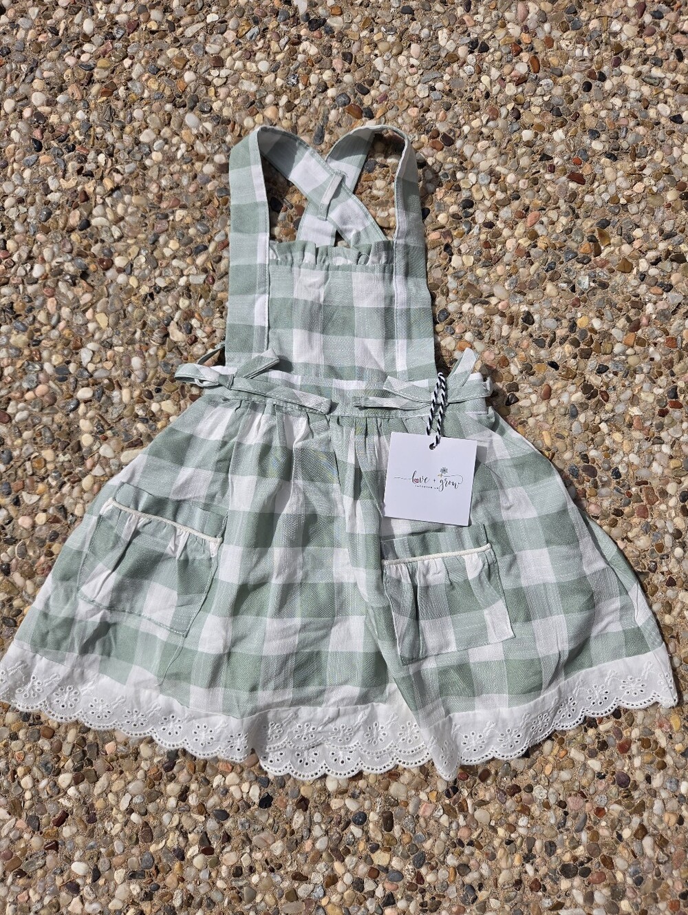 Love & Grow Pinafore Dress NEW 2T Green Gingham